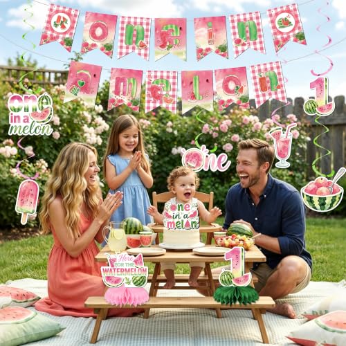 One in a Melon Decorations Set, Watermelon Themed Birthday Decoration