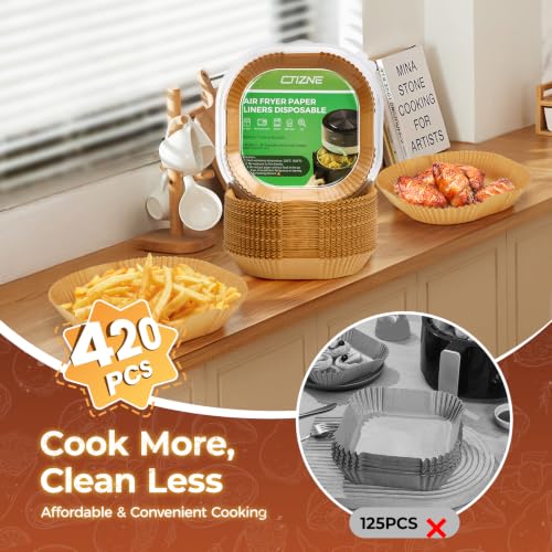 Ctizne 420PCS Air Fryer Liners Disposable for 6.5" Square Air Fryers - size: 6.5" Square