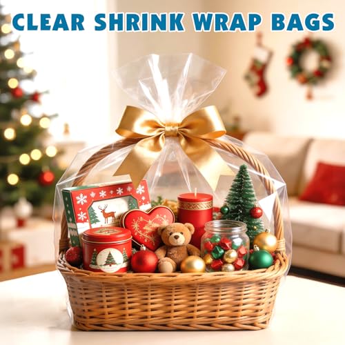 8 Pcs Shrink Wrap Bags, 30 x 40in Shrink Cellophane Bags for Gift Baskets - color: 30in x 40in-8pcs