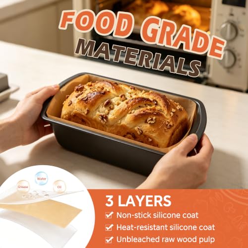 100 Pcs Loaf Pan Liners for Baking Bread 9x5 Inch with Cardboard Formers