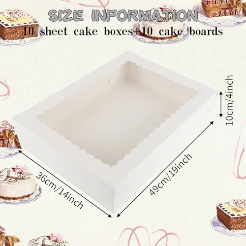 10 Sets 19x14x4 Inch Rectangle Cake Boxes with Boards