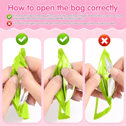 FUNFERY 100 Pack Mylar Resealable Bags, Green Foil Packaging Bags - color: Green, size: 3 x 4.7 inch