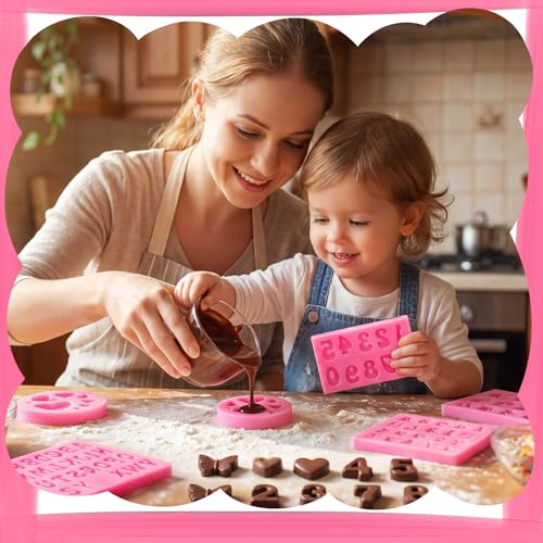 Pimoys 5 Pcs Silicone Letter & Number Molds for Candy Cake Wax - style: Letter&Number