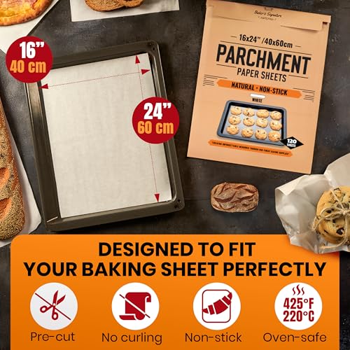 120 Pcs 16x24" Parchment Paper Sheets by Baker's Signature - size: 16" x 24" - 120 Pack