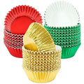 SANNIX 450Pcs Foil Cupcake Liners Christmas Metallic Cupcake Liners - color: Red Green Gold
