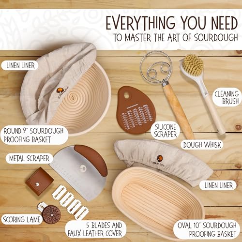Superbaking Sourdough Banneton Bread Proofing Basket, 9" Round & 10" Oval