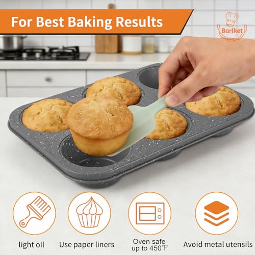 2 Pack Jumbo Muffin Pan, 6 Cup Large Cupcake Pan Muffin Tin Grey