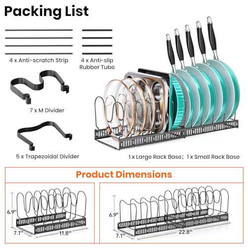 MUDEELA Expandable Pot Pan Lid Organizers inside Cabinet, 12 Divider-Black - color: Black, size: 12 Dividers