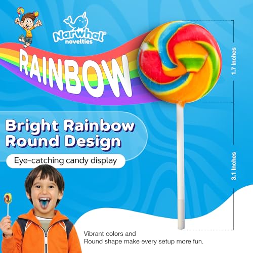 18 Pcs Individually Wrapped Rainbow Round Lollipops Swirl for Kid Goody Bag - style: Swirl