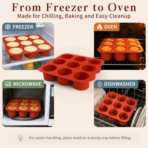 2Pcs Tall Cylinder Silicone Molds for Mousse Cake, 9-Cavity 3D Cylinder Shape Silicone Baking Mold for Mini Cheesecake, Brownie, French Dessert Pastry - color: 9-Cavity Tall Cylinder Silicone Molds