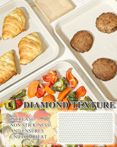 2-Pack 12x17 Half Sheet Pan Baking Sheet Set with Wire Rack - Nonstick 0.8mm Thick Carbon Steel, Cookie Sheets for Baking, Dishwasher Safe, Warp Resistant, Oven Safe 450°F, Salted Gray - size: 2x Large 12.7" x 17.6”