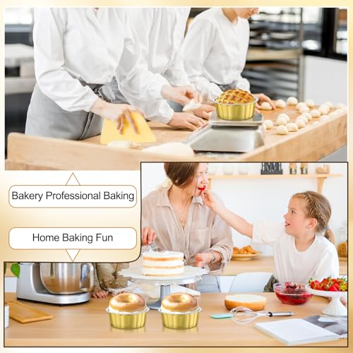 Gejoy 180 Pcs 8 oz Aluminum Foil Cup with Lids Disposable Ramekins with Lids Disposable Creme Brulee Cups Box for Wedding, Christmas, Party Dessert, Restaurants, Retail Stores(Gold) - color: Gold
