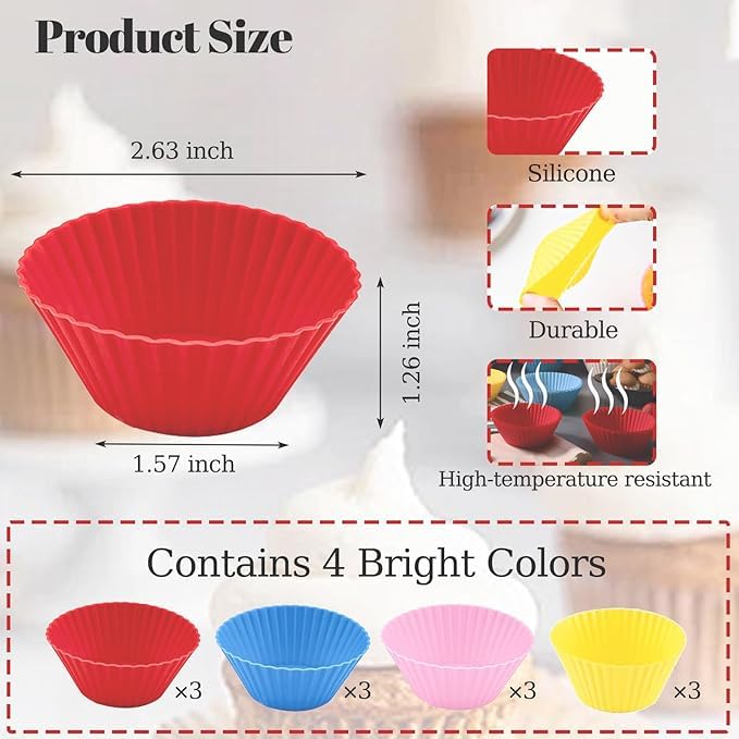 12-Pack Reusable Silicone Cupcake Liners