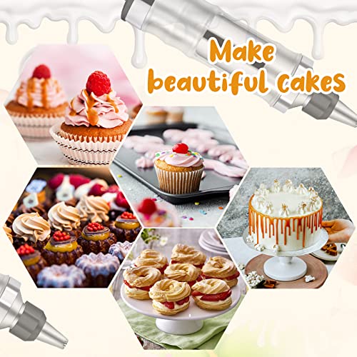 Dessert Decorating Syringe Set, Stainless Steel Frosting Piping Kit - color: Black