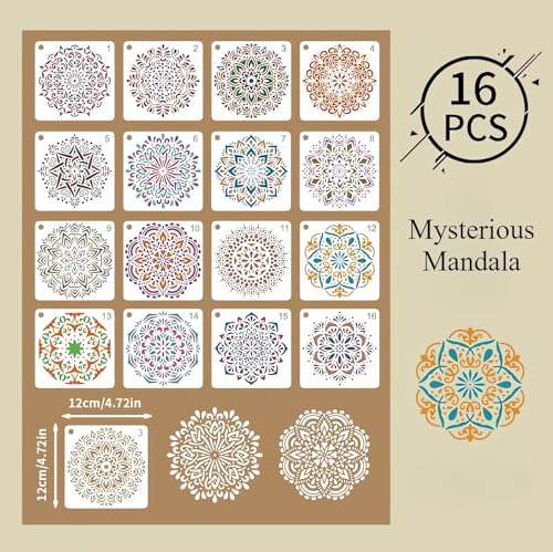 Mandala Stencils for Painting, 64 Pcs 5 Inch for Wood Signs Canvas - color: Mandala