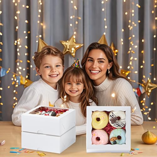 6"x6"x2½ 20PCS White Bakery Boxes with Window