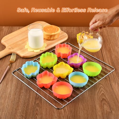 Reusable Silicone Baking Cups,Silicone Cupcake Liners for baking, Multi Flower Shapes Muffin Liners, Multicolor, Pack of 36