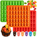 120 Cavity Mini Skull Silicone Molds, Halloween Skull Gummy Candy Mold - color: Skull Candy Mold, Green+Orange+Red