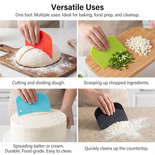 7 Pcs Plastic Bench Scraper- Bench Scraper Plastic for Kitchen, 5.23 In