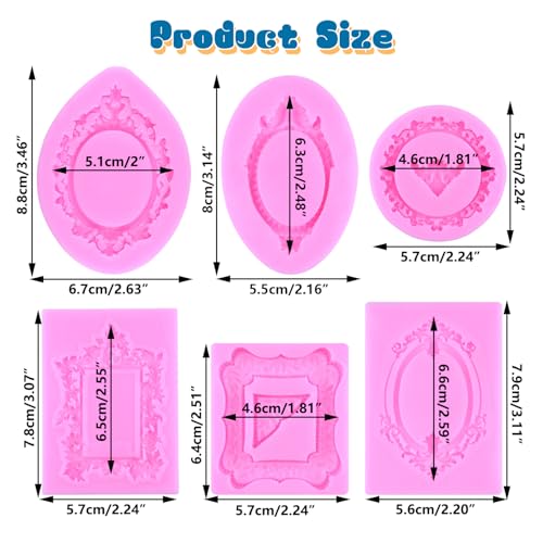 Mujiang Photo Frame Fondant Mold Picture Frames Silicone Molds Set Of 4 - color: Style BB