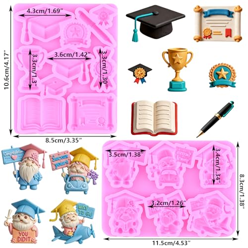 Mujiang Graduation Silicone Mold Dr Cap Diploma Fondant Mold Set Of 2 - color: Style E