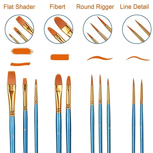 AROIC Painting Brush Set, 30 Packs/300 Pieces, Nylon Brush Head - color: 300pcs-blue