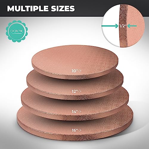 O'Creme Round Cake Board 24 Inch Rose Gold Foil Drum 1/2" Thick 5pk - color: Red, size: 24"