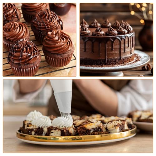 Stainless Steel 9FT Large Piping Tips, 3Pcs Piping Bags And Tips Set, Churro Piping Tip, Open Star Pastry Tips for Cake Decorating with 20Pcs Disposable Piping Bags