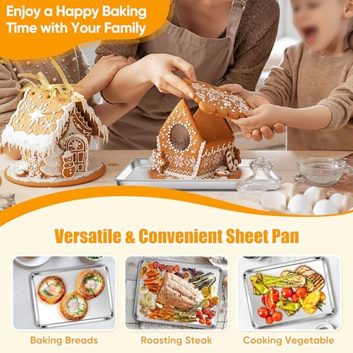 Homikit 1 Pack 10 x 8 Inches Small Stainless Steel Baking Sheet, Non Toxic - size: 10x8x1