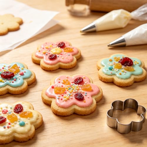 Flower Cookie Cutter Set - 6Pcs Flower Shaped Cookie Cutter, Stainless Steel Cookie Cutters, Baking Tool for Homemaking Cookie, Cake, Fruit, Sandwiches - color: D