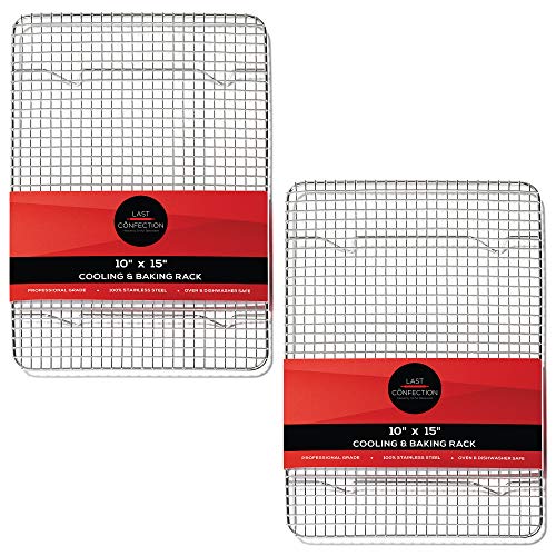 Last Confection (Set of 2) Stainless Steel 10" x 15" Baking & Cooling Racks - Cookie Baker's Oven Sheet Pan Wire Rack - size: 10" x 15"