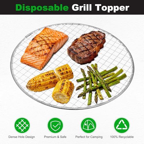 M METERXITY 5 Pack Disposable Grill Toppers, Round 10.63 Inch Galvanized Grill Grates, Disposable Roasting Racks Replacement for Outdoor, BBQ, Camping, Picnics - size: 10.63''