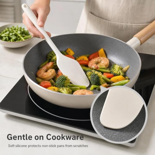 6-Piece Silicone Kitchen Utensil Set, Heat Resistant Silicone Spatula Set for Baking and Cooking - color: 6Pcs White Silicone Spatula Set