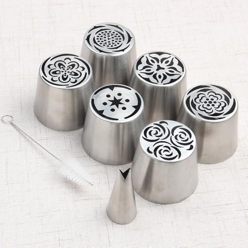 8 Pieces Stainless Steel Extra Large Russian Tulip Icing Tips Kit - color: SILVER SET12