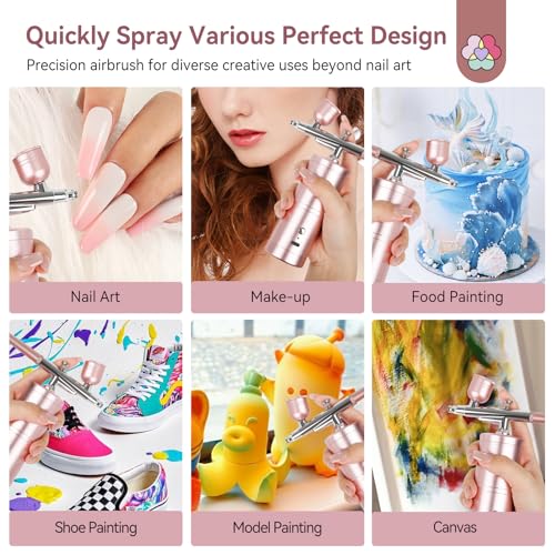 SAVILAND 25PSI Super-Stable Airbrush for Nails Air Brush Machine Pink - color: Pink