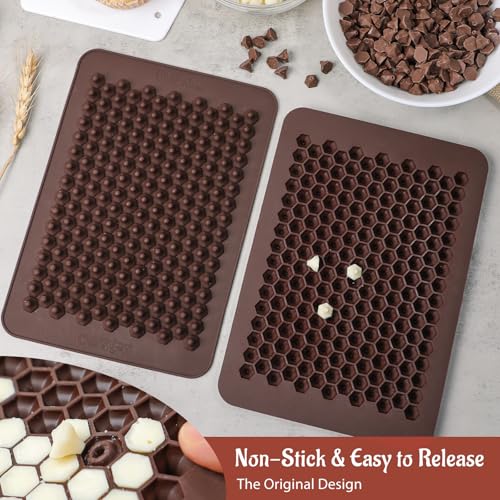 Webake Chocolate Chip Mold 202 Cavity Silicone Mini Candy Molds LFGB 2 Pack For Non Dairy & Sugar Organic Chocolate Chips & Mini Gumdrop, Ganache, Small Dot Cake Decoration (1 Scraper Included) - style: Chocolate Chip