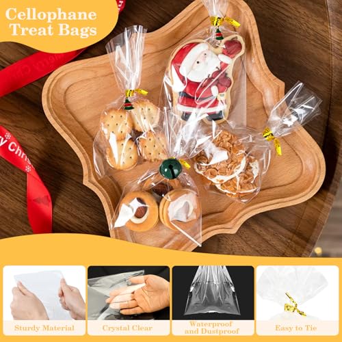 Cidenbio 100 PCS Cellophane Treat Bags, 5x7 In Clear Cellophane Gift Bags with Twist Ties Plastic Goodie Bag for Party Favor Cookie Candy Popcorn Bakery Chocolate Gift Wrapping - size: 5*7 Inch