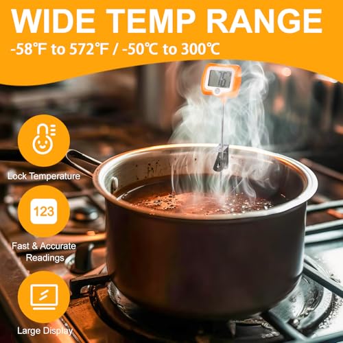 2 Pcs Digital Candy Thermometer with Pot Clip, Instant Read Thermometer
