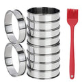 10Pcs Cookie Rings for Baking Cooking English Muffin Crumpet Rings Stainless Steel Round Cookie Double Rolled Tart Molds for Kitchen Baking, 4+3.35 Inch - size: 4 Inch and 3.15 Inch