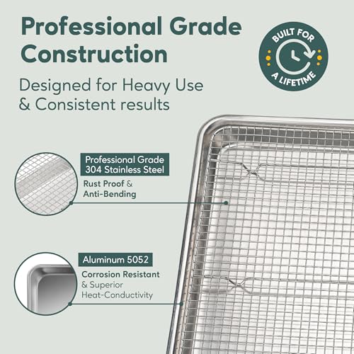 Aluminum Baking Sheet with Cooling Rack Set, 13''x18'' (Half Sheet Pan) - size: Half Sheet (Value Pack)