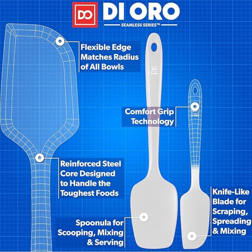 DI ORO Silicone Spatula Set - 600F Heat Resistant, 4-Pc Stone - color: Stone