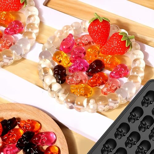 Mini Skull Molds Silicone, 100 Cavity Halloween Skull Chocolate Candy Mold - color: Black Skull