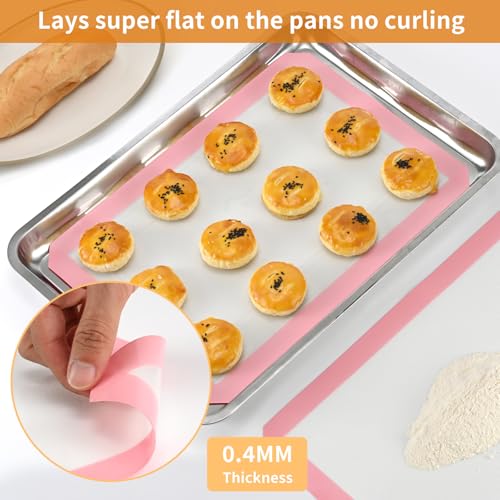 Luckyiren 2 Pack Silicone Baking Sheet Liners, Half Sheet Pan, Pink/White - color: Pink with Circles 0.4mm