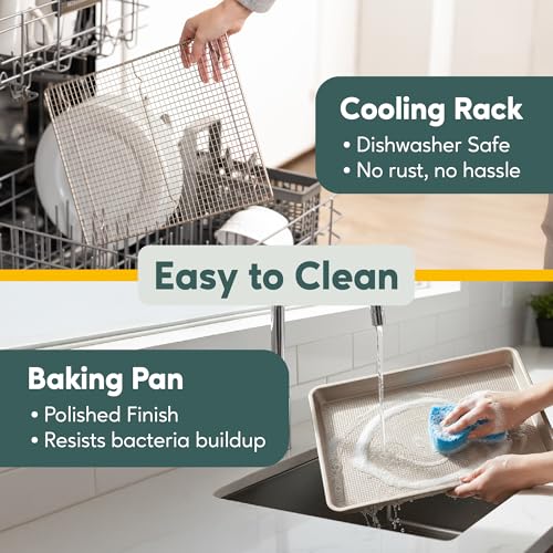Aluminum Baking Sheet with Cooling Rack Set, 13''x18'' (Half Sheet Pan) - size: Half Sheet (Value Pack)