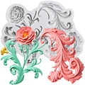 Baroque Scroll Silicone Molds Relief Flower Filigree Fondant Mold - color: Style ZI