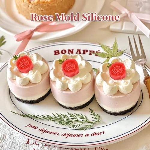 Rose Silicone Mold, 2 Pcs Rose Candy Molds 30 Cavity - color: 15-Cavity Silicone Rose Mold