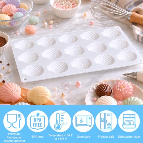 Juome Shell Shaped Silicone Molds - 2 Pack Seashell Chocolate Baking Molds - color: 2Pcs Small Seashell