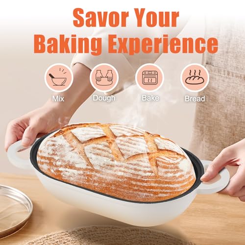 5 QT Enameled Cast Iron Sourdough Bread Oven, Loaf Pan with Lid - color: Caramel, size: 5 QT