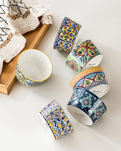 6 oz Ceramic Ramekins Set of 6, Boho Baking Cups & Dessert Dishes - size: 6 oz