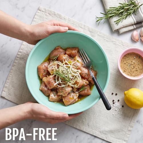 BoxedHome 12 Piece Plastic Mixing Bowls with Lids Set - Leak-Proof Microwave & Dishwasher Safe, BPA Free Nesting bowl for food prep, serving, and storage (Green/Pink) - color: Green / Pink TPR